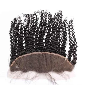 HD 13X4 Lace Frontal Deep Wave Brazalian Remy Hair Ear To Ear Lace Frontal Closure  Natural Color