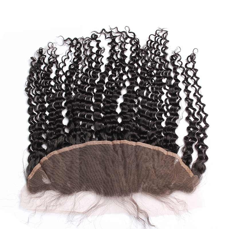 HD 13X4 Lace Frontal Deep Wave Brazalian Remy Hair Ear To Ear Lace Frontal Closure Natural Color