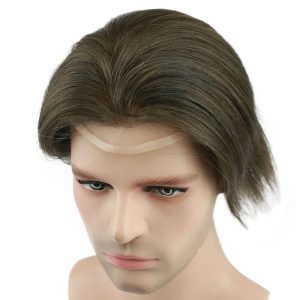Color #6 French Lace Men Toupee For Men Mono Hair System Bleached and tiny Knots Hair Replacement - Image 4