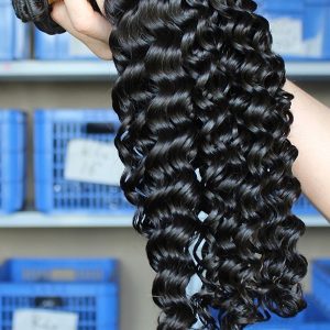 Alternative view of Natural Color Peruvian Human Hair Deep Wave Hair Weave 3 Hair Weave Bundle Deals