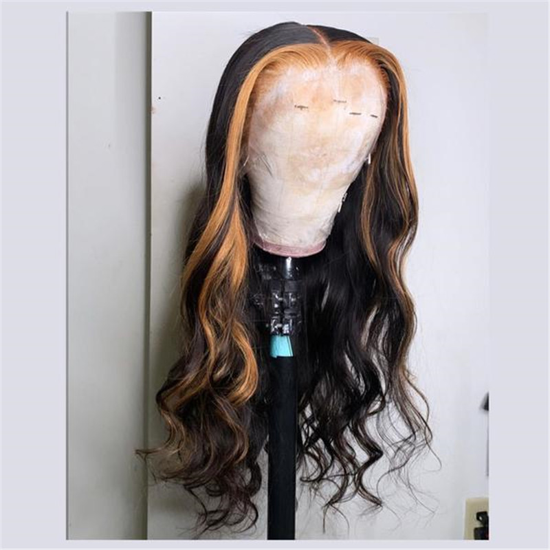 Brazilian Hair Lace Front Natural Wave Blond Streak Highlight Wig - Image 2
