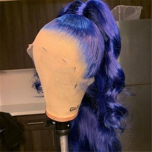 Alternative view of Human Hair Body Wave Dark Blue Lace Front Wigs