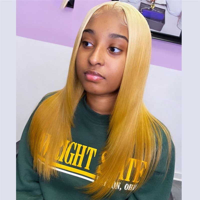 Straight 13x4 Lace Front Wig Peruvian Remy Ombre Lace Front Wig 13x4 Orange Colored Human Hair Wigs For Women