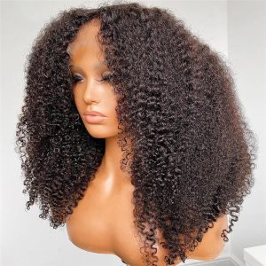 3C 4A Afro Kinky Curly Wig HD Swiss Transparent Lace Front Wig 13x4 Lace Front Wig Human Hair Pre Plucked Remy Brazilian Lace Frontal Wig For Black Wo - Image 3