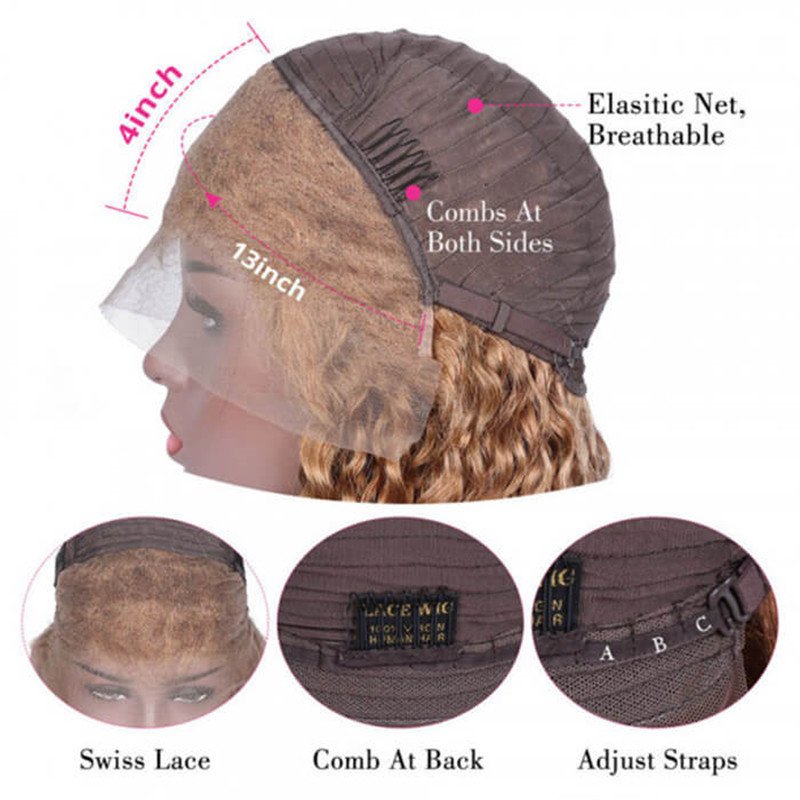 #27 Colored Curly Human Hair Wig Cap Pre-Plucked 13*4 Hd Lace Front Wigs For Black Women - Image 5
