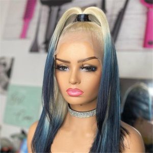 Peruvian Hair 613 Blonde With Denim Blue Lace Front Wig