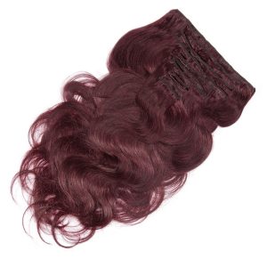 Clip In Hair Extensions Body Wave Remy Hair #99J Colored Hair Hxtensions - Image 4