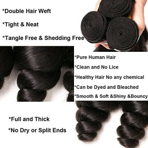 Loose Wave Bundles With Closure Frontal 4x4 Weave Wet and Wavy Brazilian Raw Virgin Human Hair Extension - Image 4