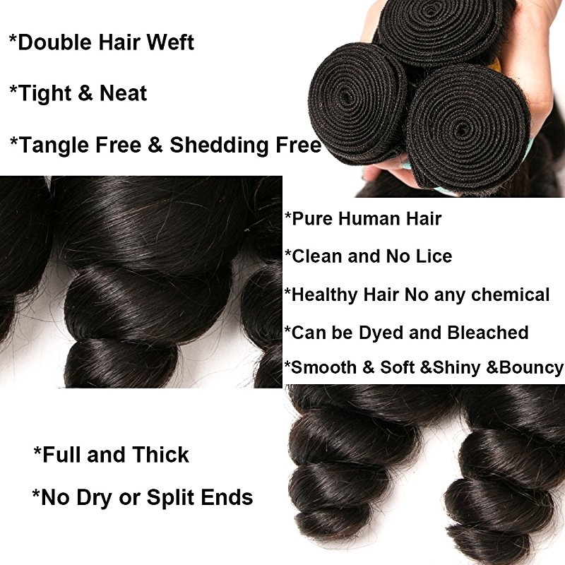 Loose Wave Bundles With Closure Frontal 4x4 Weave Wet and Wavy Brazilian Raw Virgin Human Hair Extension - Image 4