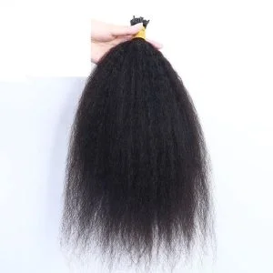 Double Drawn Cuticle Aligned Human Hair I Tip Hair Extensions Wholesale Kinky Straight 10A For I Tip Hair Extensions