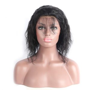Alternative view of Brazilian Bob Wig Natural Color 250% Density Short Wave Human Hair Short Wave Lace Front Wigs Baby Hair Around Bleached Knots Pre-Plucked