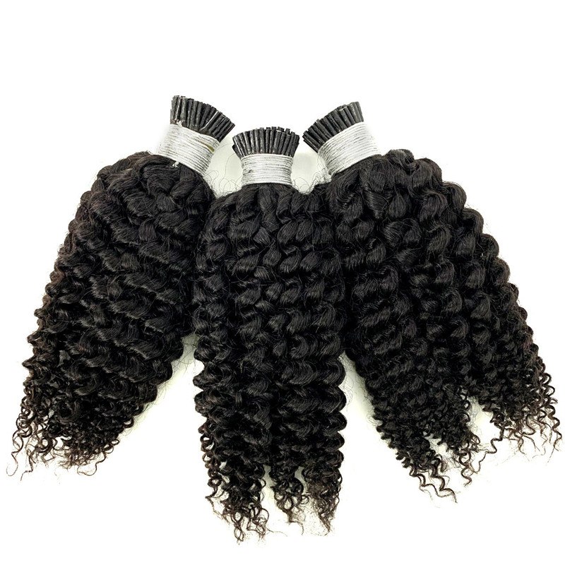 Wholesale Kinky Curly Human Hair Mink Raw Premium Virgin Hair Extensions 3B 3C I Tip Hair Extensions - Image 6