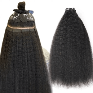 Kinky Straight Hair Tape In Hair Extensions Brazilian Remy Tape Hair 40pcs For Black Women Skin Weft Tape Glue In Hair Extensions