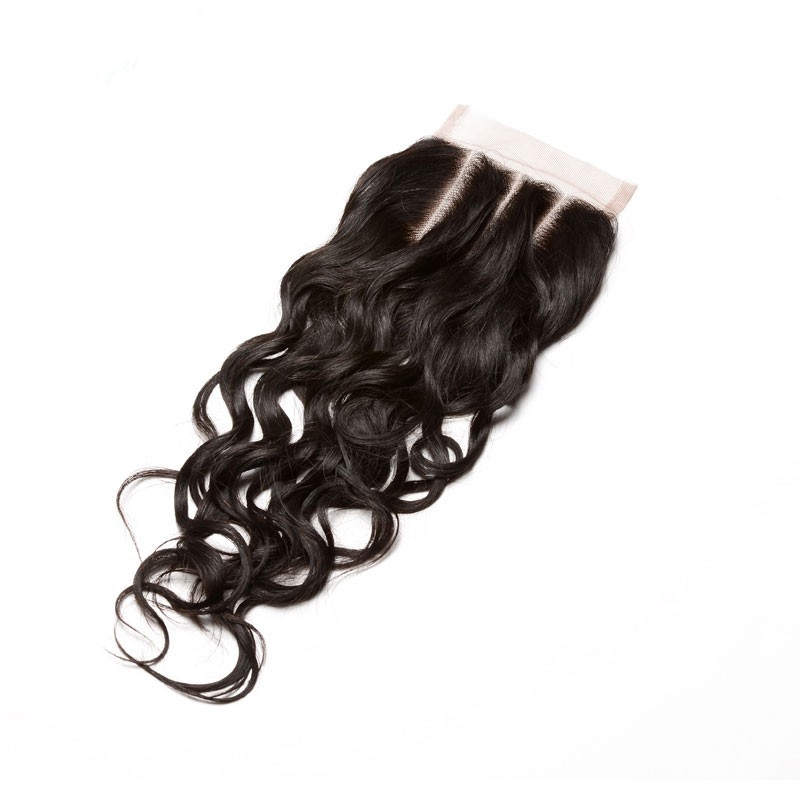 4x4 HD Brazalian Remy Hair Closure Piece Water Wet Wave Free Part Lace Closure 4x4 inchs Natural Color - Image 4