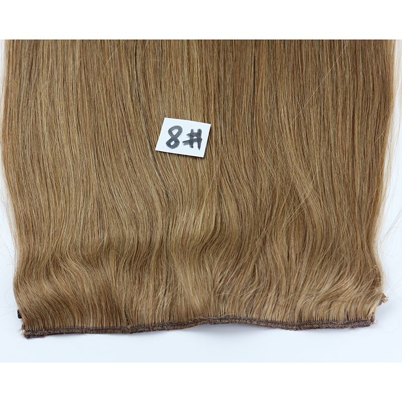 Color #8 Human Hair Flip in Hair Extension Fish Line Hair Extension - Image 4