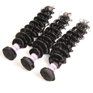 Brazilian Deep Wave Hair Bundles with Frontal Closure 13x4 Ear to Ear Pre Plucked Free Middle Three Part Sew in Human Wigs Lace Frontal - Image 3