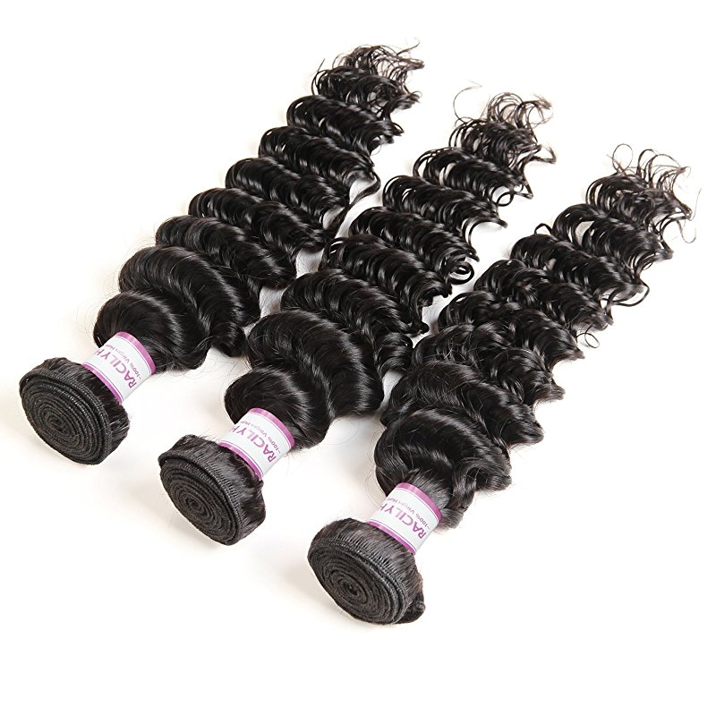 Brazilian Deep Wave Hair Bundles with Frontal Closure 13x4 Ear to Ear Pre Plucked Free Middle Three Part Sew in Human Wigs Lace Frontal - Image 3