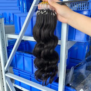 Body Wave Micro Loop I Tip Hair Extensions 100%Human Hair Non-Remy  Human Hair Extensions1B# - Image 3