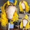 Transparent Lace Wigs # Brown Yellow Ombre Colored Human Hair Wigs Body Wave Brazilian Remy Lace Front Wig Closure Wig