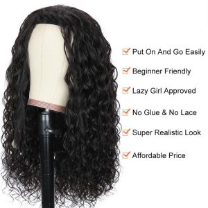 Water Wave Headband Wig Human Hair Brazilian Virgin Hair Wet and Wavy Headband Wigs Human Hair Water Wave Headband Wigs for Black Women - Image 3