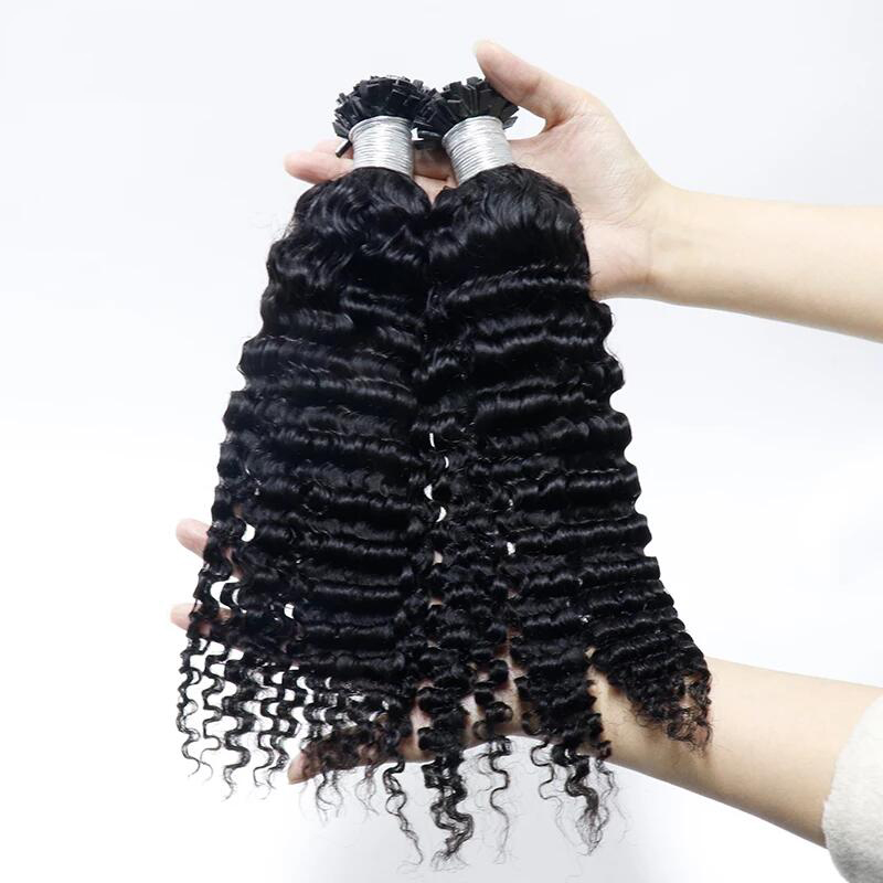 Afro Kinky Curly Flat K Tip Extensions Human Hair K Tip Hair Flat Tip Hair Extension Curly K Flat Tip Virgin Hair Keratin Flat Microlinks Hair Extensions for Black Women - Image 2