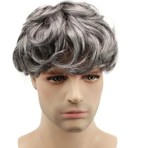 Men's Toupee Human Hair Monofilament Net Base Thin Skin Around with Combs Toupee for Men #2 Mixed 60% Grey