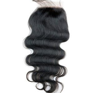 Alternative view of Unprocessed 8A Human Remy Hair Silk Base Closure Brazilian Body Wave closure 4x4 human hair closure 14inch