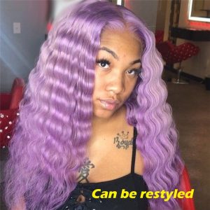 150% Density Body Wave Purple Lace Front Wig Brazilian Remy Hair Ombre Lace Front Human Hair Wigs For Women Transparent Wigs - Image 4