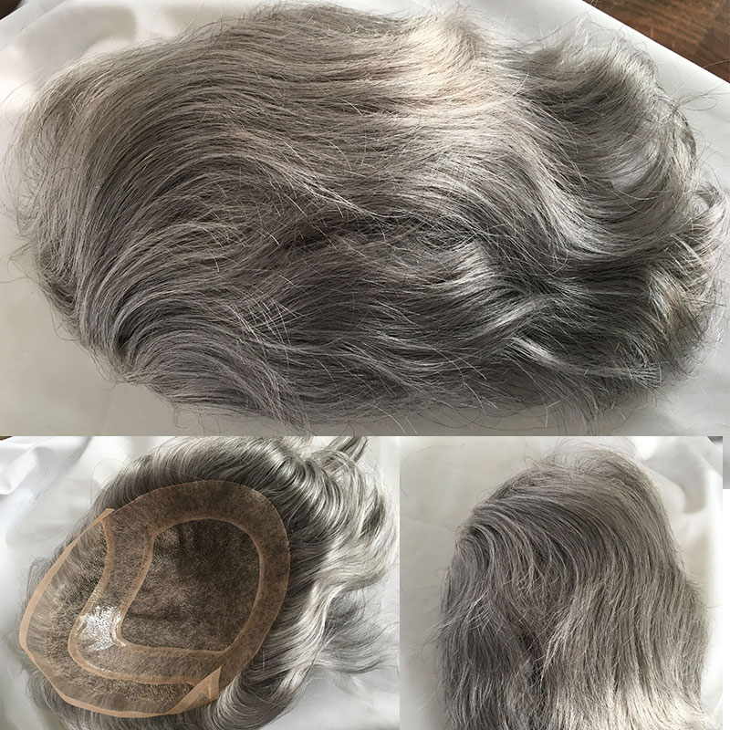 Pwigs 100% European Virgin Human Hair Toupee for Men with Soft Thin Super Mono Lace 10" x 8" Straight hair pieces 4 Brown Color - Image 10
