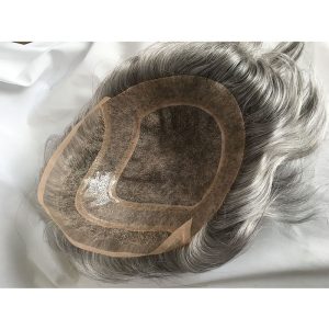 Men's Toupee 10×8 inch 1B Mix 80% Grey Hair Thin Skin Hairpiece Hair Replacement System Monofilament Net Base for Men - Image 18