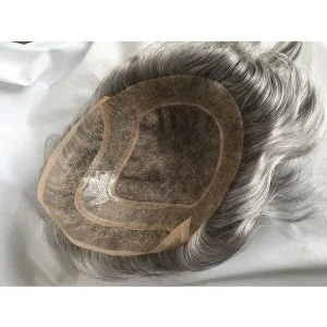 Men's Toupee 10×8 inch 1B Mix 80% Grey Hair Thin Skin Hairpiece Hair Replacement System Monofilament Net Base for Men - Image 18
