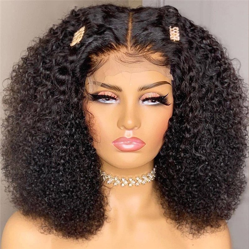 Short Curly Human Hair Wig Remy 13x4 Lace Front Human Hair Wigs For Black Women Brazilian Kinky Curly Wig Pre Plucked - Image 2