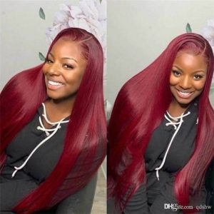 Alternative view of 13X6 Hd Lace Front Wig Human Hair Wigs 99J Red Burgundy Pre-Plucked Remy Human Hair Deep Part Wigs