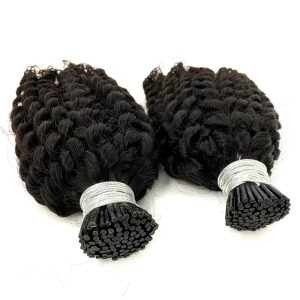 Lace Frontal Remy I Tips Braided Wigs Deep Curly Human Hair Natural Virgin I Tip Hair Extensions - Image 6