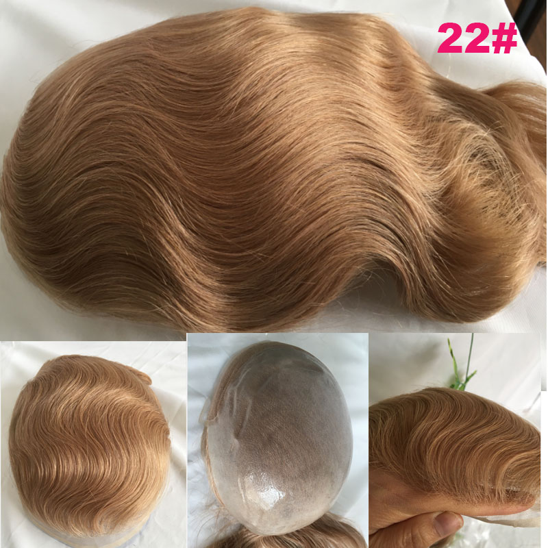 Toupee for Men Human Hair Men's Thin Skin Hair system with French Lace Hair Line Front 8x10 Inches Men Wigs Touppe For Black Men 22# color - Image 63