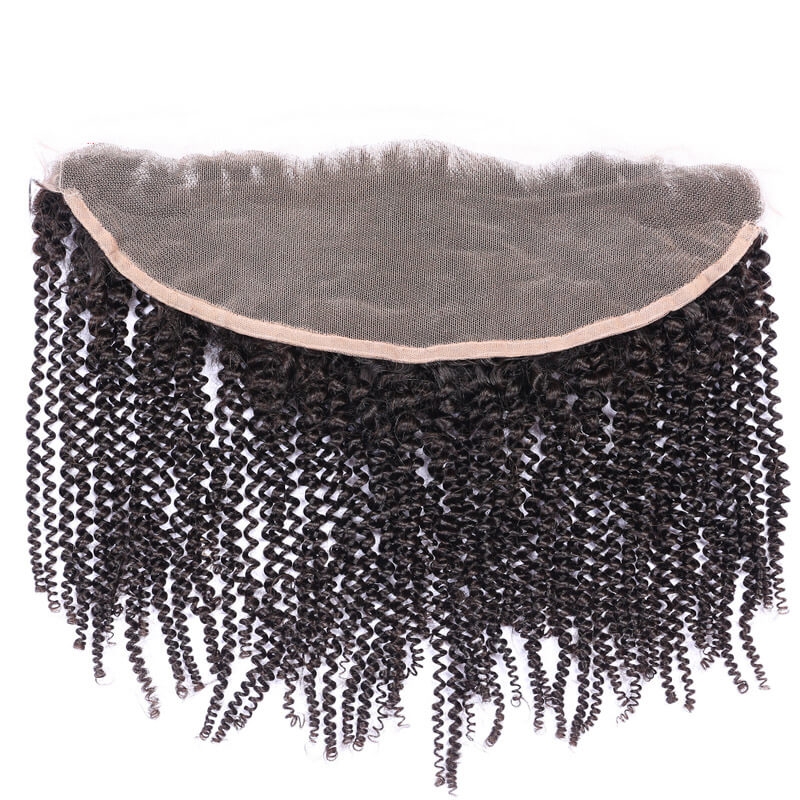 Afro Kinky Curly Human Hair Lace Frontal Closures With Baby Hair Bleached Knots 13x6 - Image 2