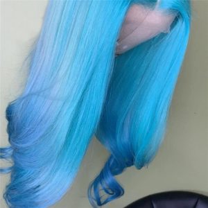 150% Density Light Blue Wig Lace Front Wigs Pre Plucked Lace Front Human Hair Wigs For Black Women Colored Blue Brazilian Wigs - Image 2