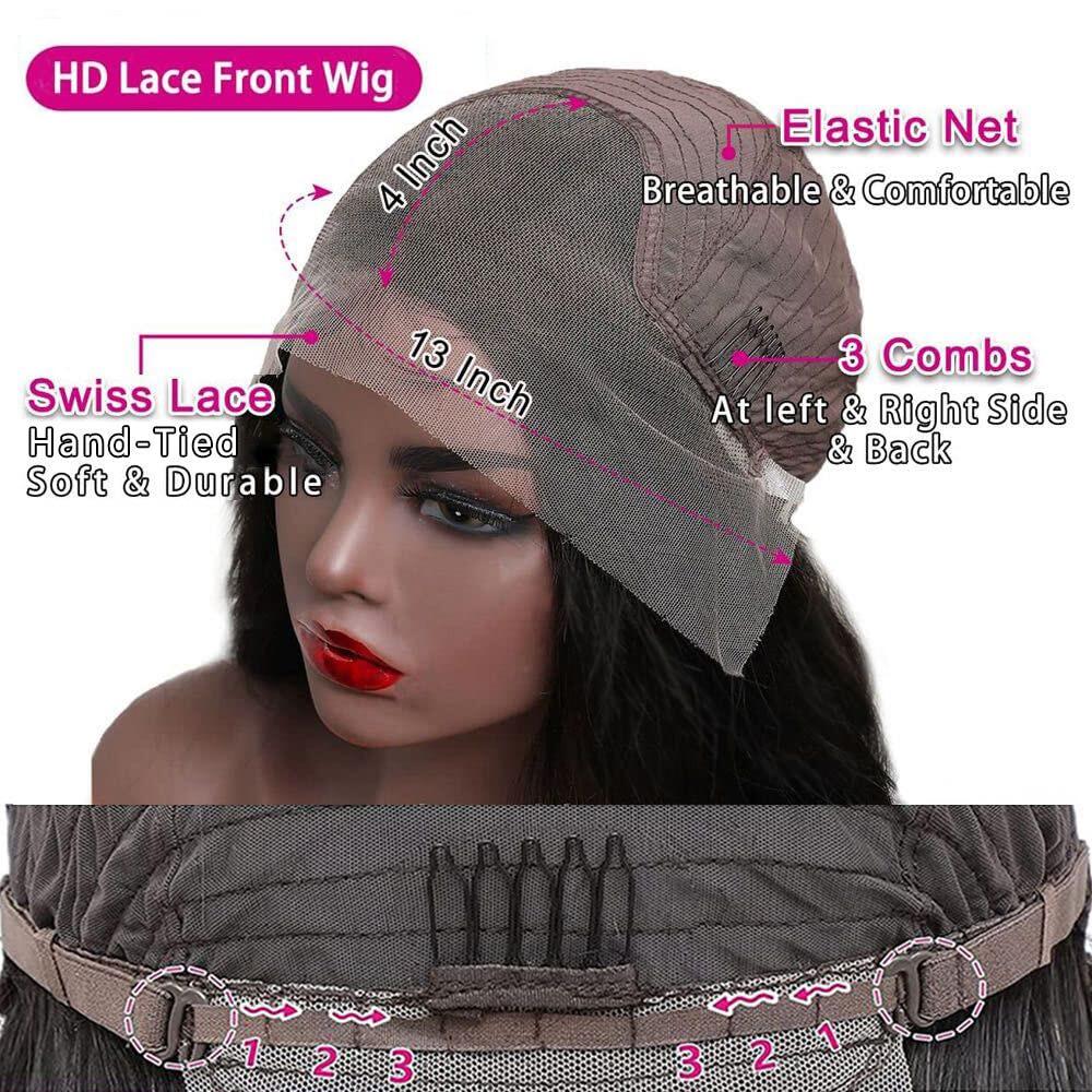 13x4 Body Wave Lace Front Wigs Human Hair 24 Inch HD Lace Front Wigs Human Hair Pre Plucked 180 Density Glueless Lace Front Human Hair Wigs for Black Women 100% Brazilian Body Wave Frontal Wigs - Image 9