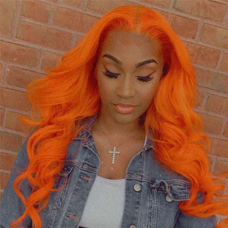 Deep Wave Orange Ombre Human Hair Wigs For Women Brazilian Remy Colored Wigs Pre Plucked Glueless 150% - Image 3