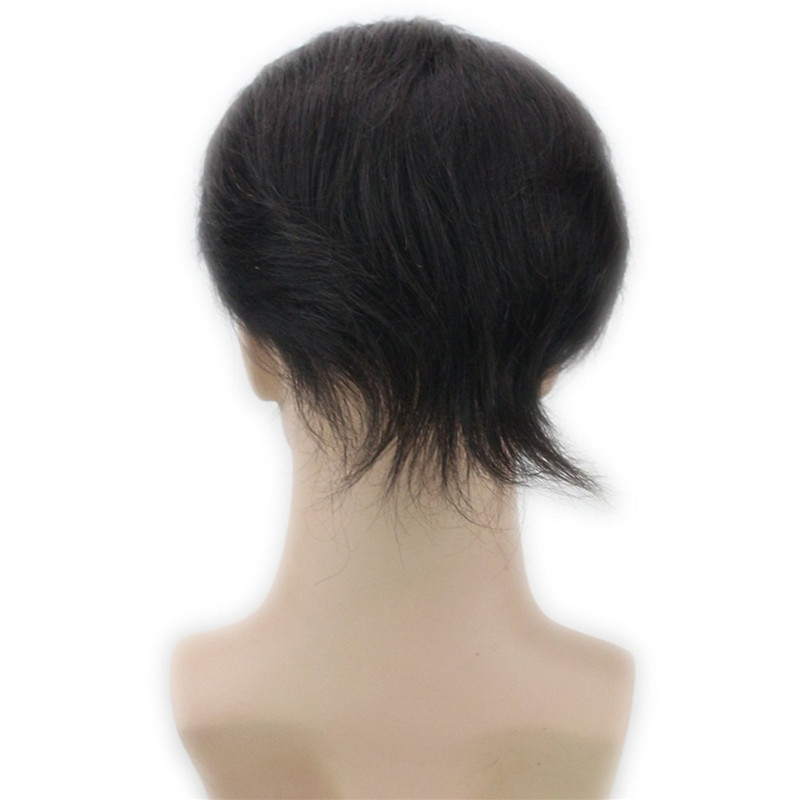 Men's Toupee Human Hair Hairpieces for Men 10x8 inch Thin Skin Hair Replacement System Monofilament Net Base (1b) - Image 6