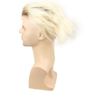 Toupee for Men with Transparent Swiss Lace with PU Around 10x8 Brazilian Human Hair Straight Hair Pieces for Men #60 Platinum Blonde - Image 10