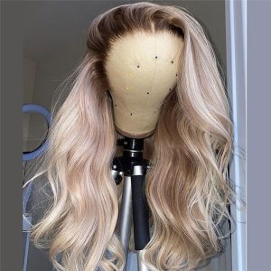 150% Ombre Blonde Part Lace Front Human Hair Wigs For Women Pre Plucked Bralizian Remy Highlight Wig Body Wave Lace Front Wig - Image 3