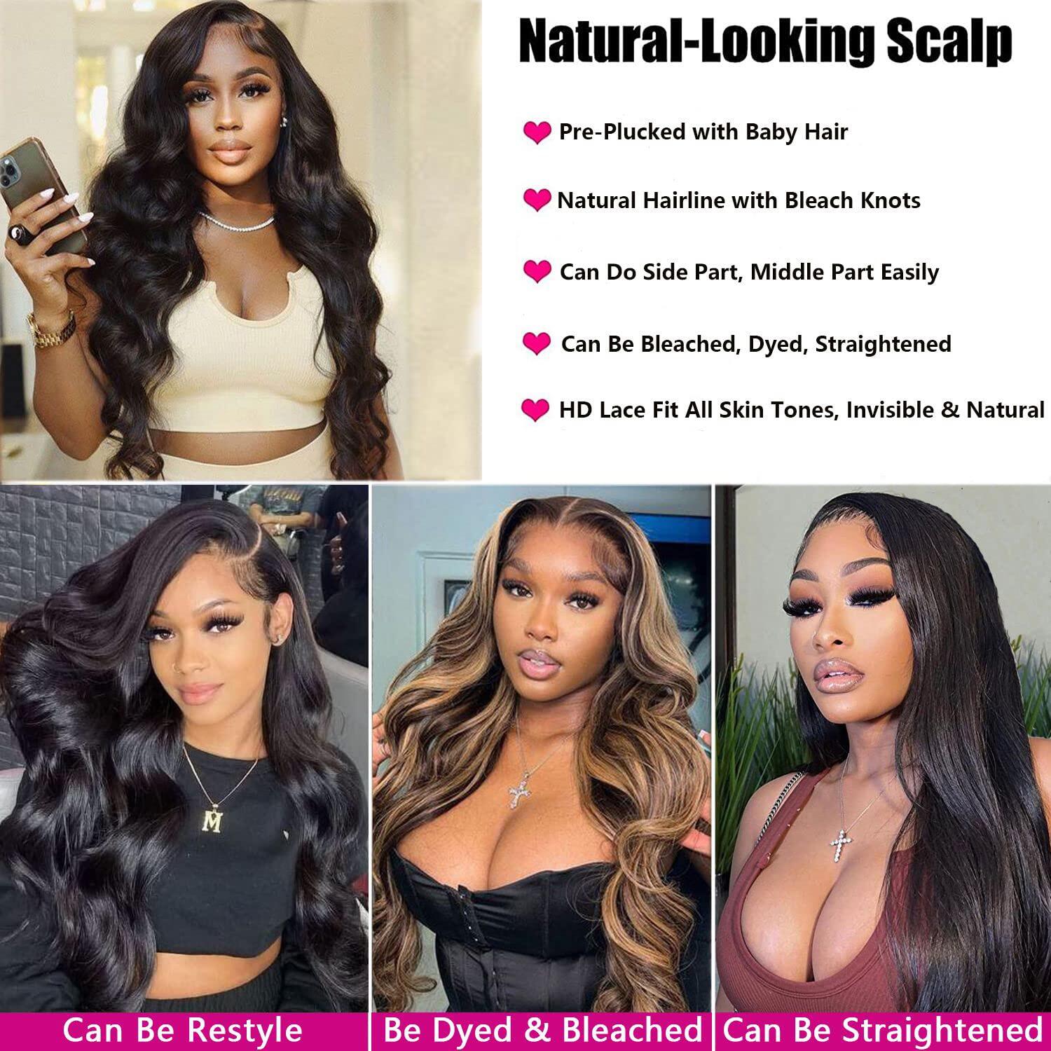 13x4 Body Wave 12 A Vietnamese Human Hair Wigs Lace Front Wigs with Baby Hair Pre Plucked 180 Density Glueless for Black Women - Image 5