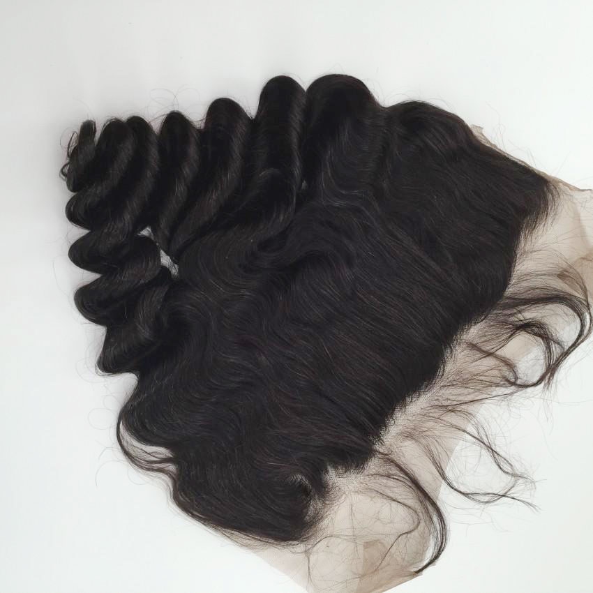 Lace Frontal Closure 13x6 Peruvian Loose Wave Human Hair with Baby Hair Free Part Bleached Knots Remy Hair Weft - Image 4