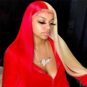 Straight Blonde Colored Red Lace Front Human Hair Wigs For Women Yellow Blue Lace Front Wig Brazilian Remy Grey Human Hair Wig - Image 2