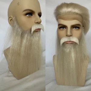 Alternative view of Fake Beard Swiss Lace Fake Beard And Moustache Real Human Hair Handmade Light Beard For Men Invisible Beards For Man White Color