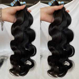 Remy Hair Extensions Tape in Hair Extensions Human Hair Tape in Black Wavy Body Wave 40pcs/100g Hair Extensions - Image 3