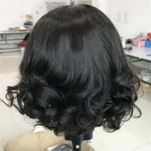 Short Bob 360 Lace Frontal Wig With Bangs Brazilian Wavy 360 Lace Wigs For Women 13x4 Bob Lace Front Human Hair Wigs With Bangs - Image 4