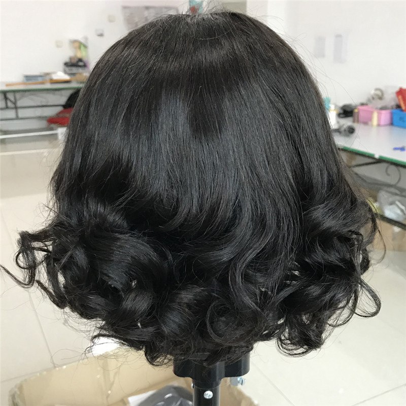 Short Bob 360 Lace Frontal Wig With Bangs Brazilian Wavy 360 Lace Wigs For Women 13x4 Bob Lace Front Human Hair Wigs With Bangs - Image 4