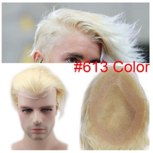 Men's Toupee 10"x8" Human Hair Thin Skin Hairpiece Hair Replacement Wigs Mono Lace Net Base for Men #21 Ash Blonde Color - Image 55